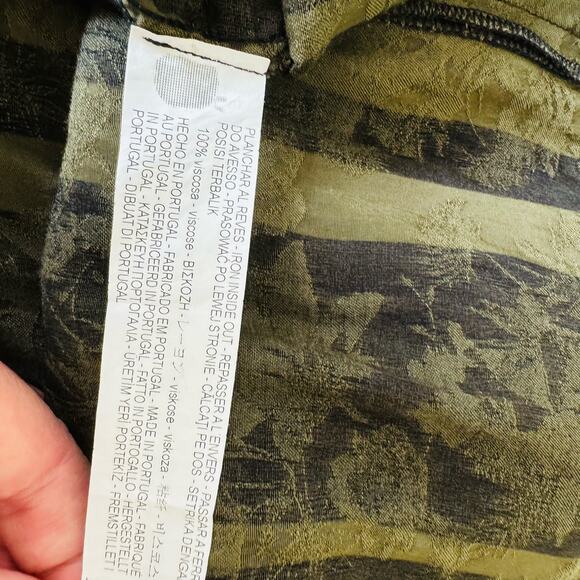 Zara Tie Knot Jacquard Satin Green Black Mini Wrap Striped Retro Dress Sz Large - Picture 13 of 13